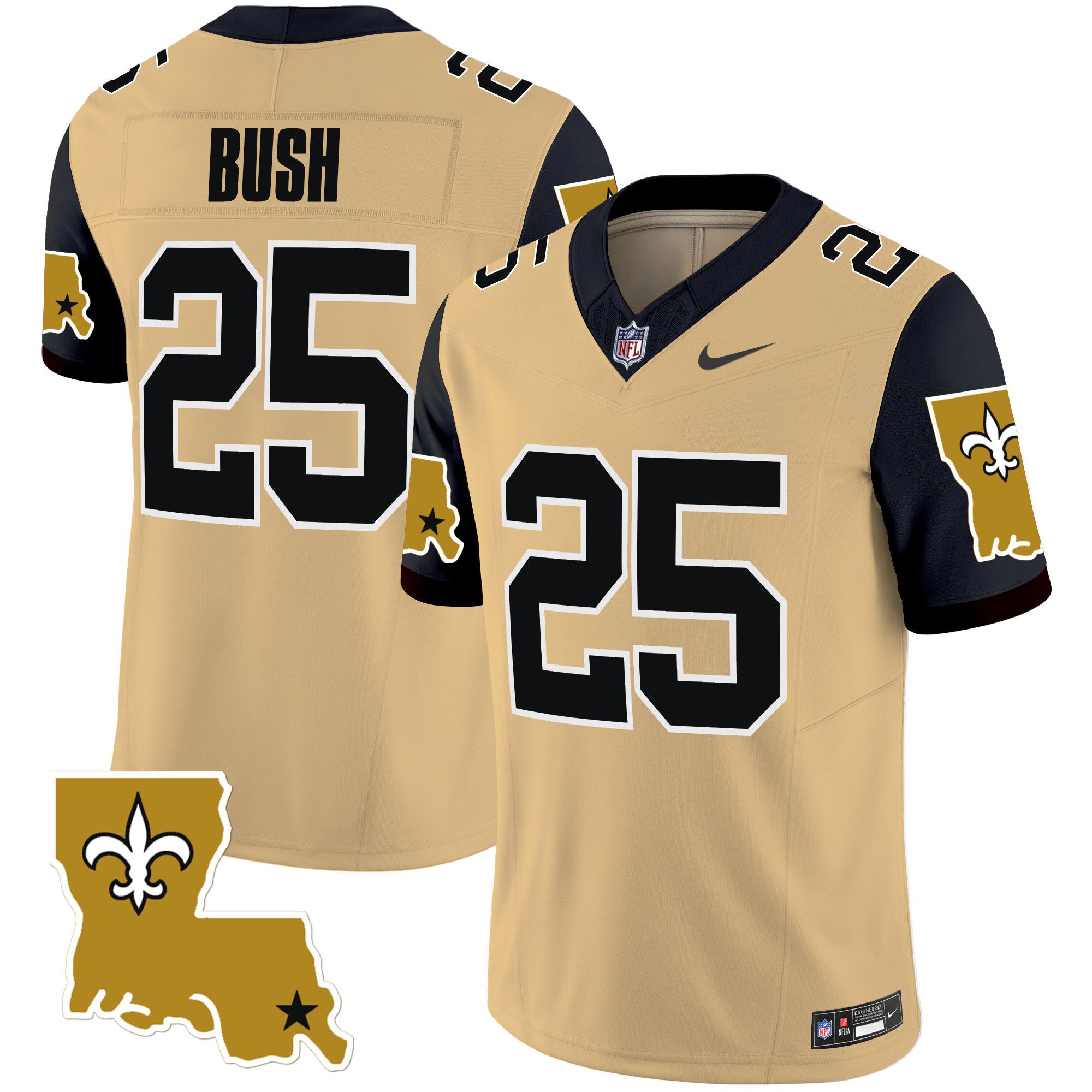 Men New Orleans Saints #25 Bush Yellow 2024 Nike 1987 Legacy Vapor Limited NFL Jersey